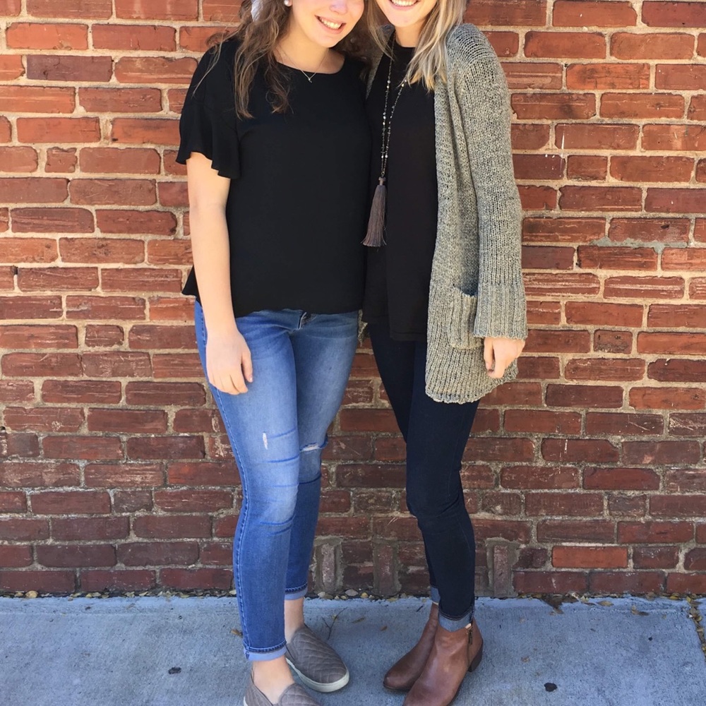 Army green & black cardigan